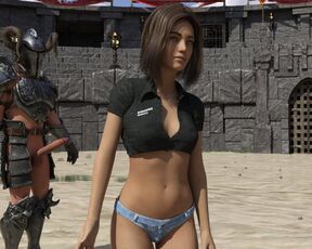 Samsung Sam meets a gladiator with big thick dick in naughty arena