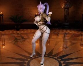 3D big boobs slut cosplay stripper shaking her big ass