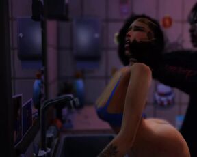 Horny slut gets fuck in the restroom - Party scene 3D, The sims 4