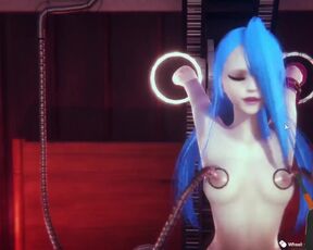 Jinx amarrada e gozando em uma maquina sexual